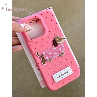 Iphone 16 15 14 13 12 11 Pro Max X Xr Xs Max 7 8 Plus SE2020 เคสโทรศัพท์ 3D DIY การ์ตูนน่ารักสุนัขสีลูกกวาด DotsSoft หนังปกหลัง