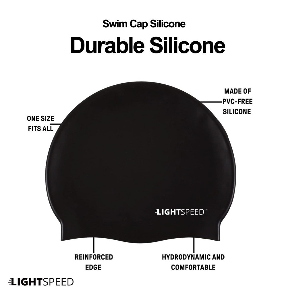 [SP366] Lightspeed Swim Cap Silicone Adult / Silicone Swim Cap / Adult Swim Cap Silicone Elastic