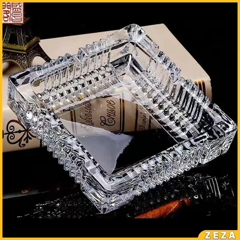 ZEZA ที่เขี่ยบุหรี่ แบบสี่เหลี่ยม และ แบบกลม แก้วสีใส ที่ทิ้งก้นบุหรี่ Ashtray