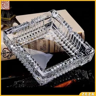 ZEZA ที่เขี่ยบุหรี่ แบบสี่เหลี่ยม และ แบบกลม แก้วสีใส ที่ทิ้งก้นบุหรี่ Ashtray
