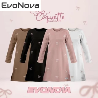 Evonova Coquette ริบบิ้นโบว์ muslimah ย์เสื้อแห้งเร็วเต็มระเหิดไมโครไฟเบอร์ย์ไวรัสแขนยาวผู้หญิง U nisex ฟรีที่กำหนดเอง