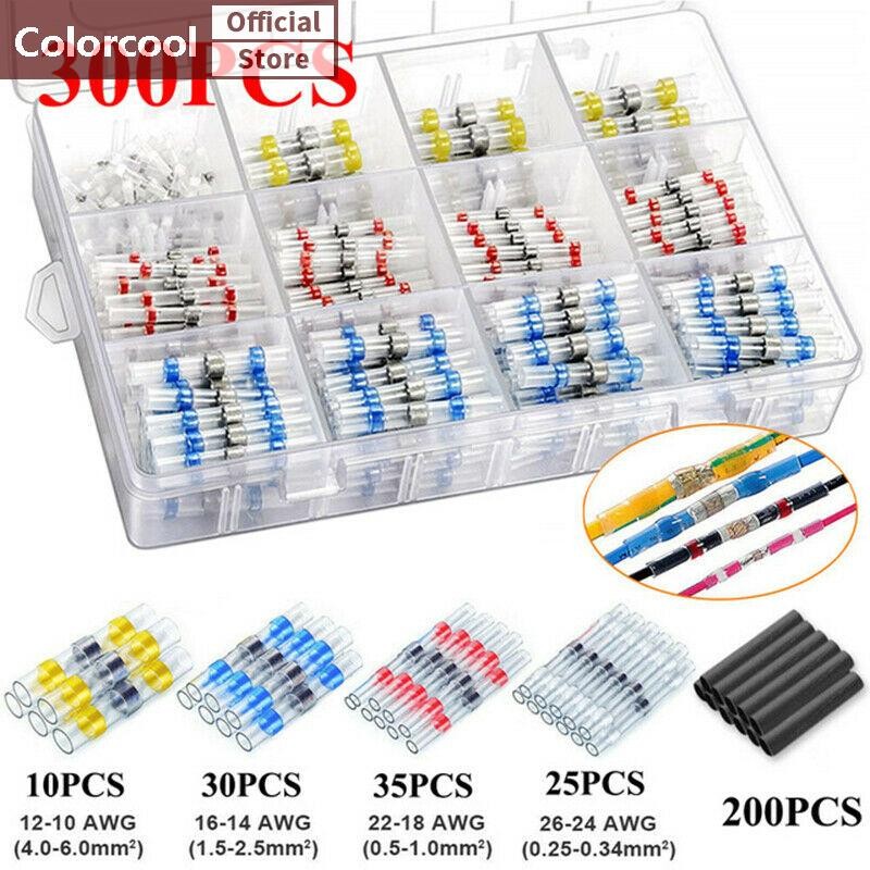 Th 300PCS กันน้ําบัดกรีขั้วต่อสายไฟและความร้อนหดก้น Crimp Connectors HH
