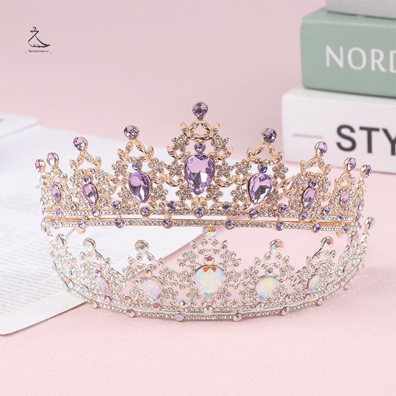 [HSSL] 2024 ใหม่คริสตัลสีม่วงมงกุฎเจ้าสาว Royal Queen Tiara ประกวดพรหมเจ้าสาว Diadem เจ้าหญิงมงกุฎแต่งงานอุปกรณ์ผม MCL7717