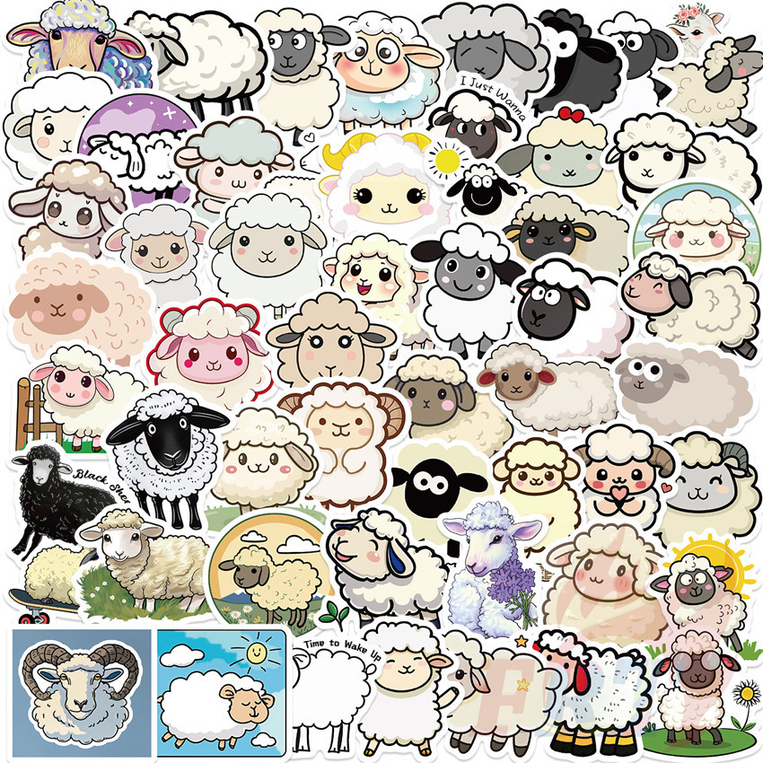 สติ๊กเกอร์การ์ตูนแกะซีรีส์ 01 50 ชิ้น/เซ็ต DIY แฟชั่นสติ๊กเกอร์กันน้ํา Doodle สติ๊กเกอร์