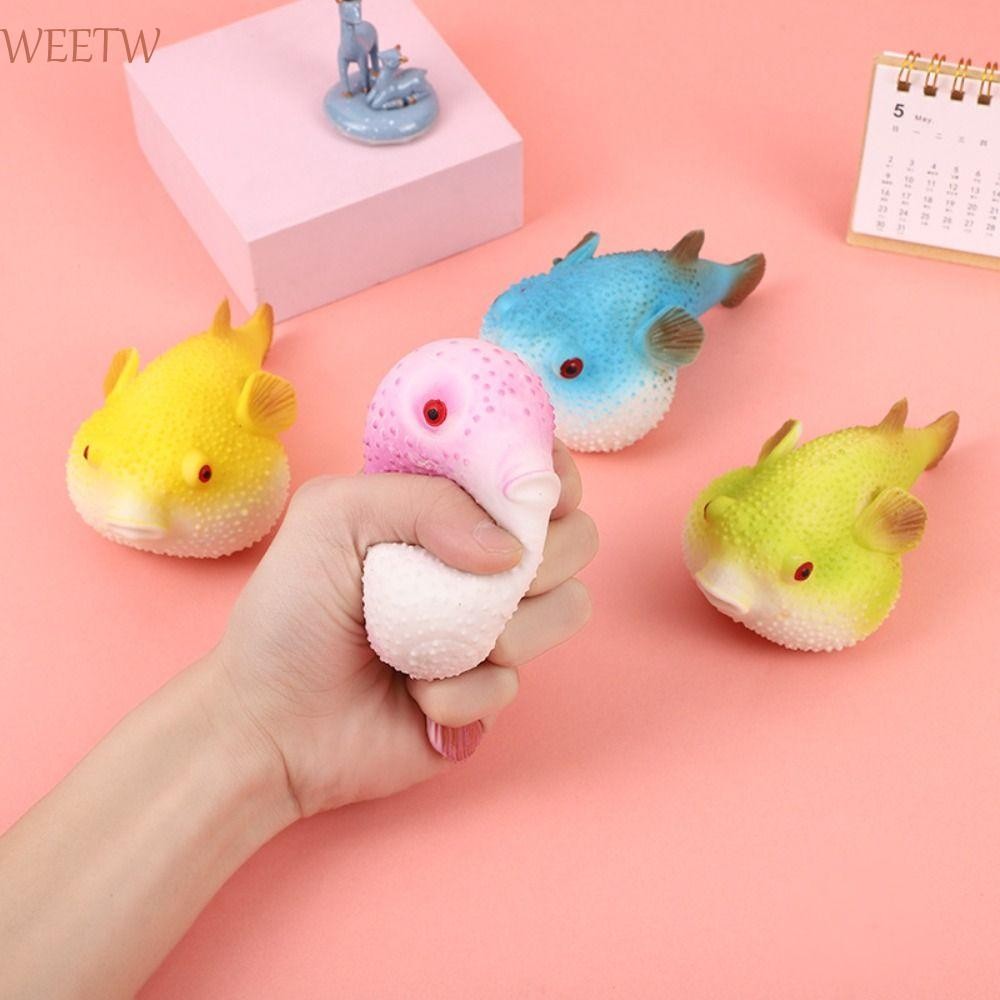 Wewtw Pufferfish บีบของเล่น, TPR Pufferfish Pufferfish Squeeze Pinch ของเล่น,ปักเป้าปลาจําลองช้า Reb