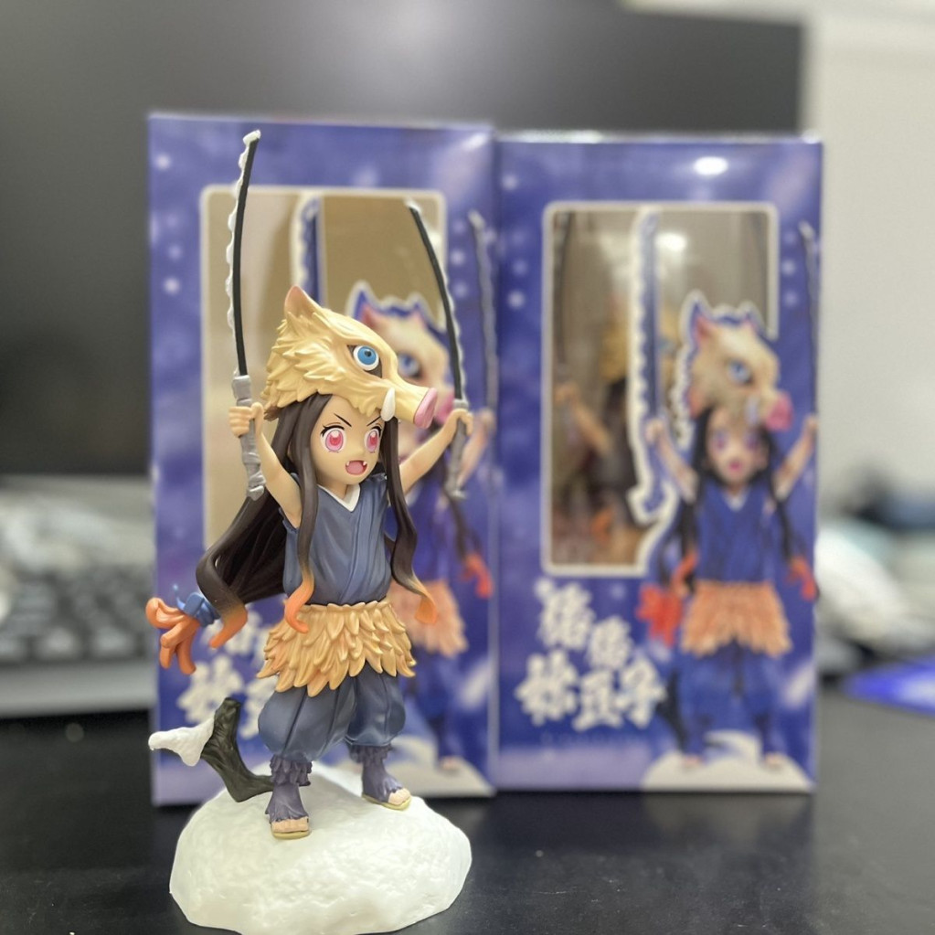 ของแท้ Nezuko cos Inosuke Demon Slayer การ์ตูนน่ารักหัวหมูรูปเครื่องประดับของขวัญ - รูปที่ 3