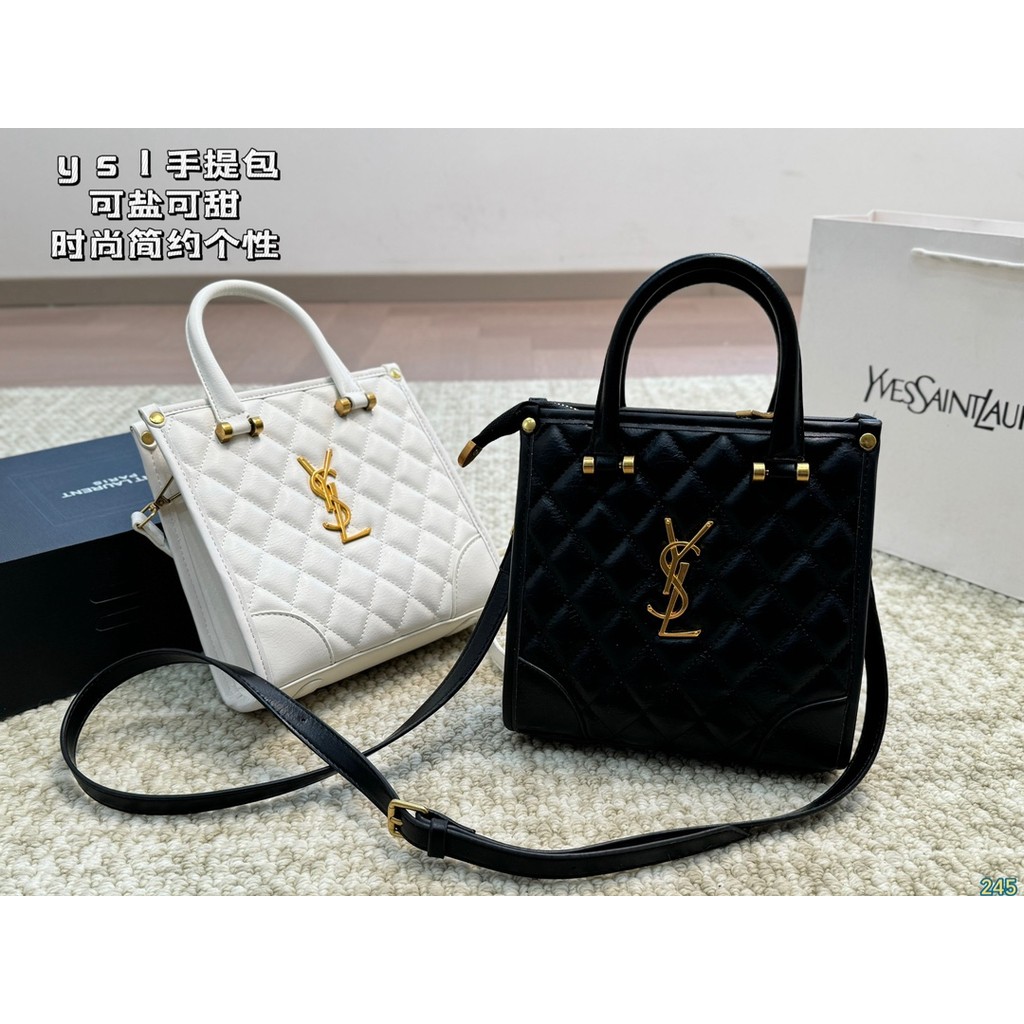 Ysl กระเป๋าสะพายผู้ชายและผู้หญิงกระเป๋าสะพาย Tote กระเป๋าผู้หญิงกระเป๋าถือกระเป๋าช้อปปิ้งหรูหรา