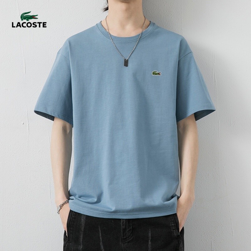 Lacoste200g ผ้าฝ้ายแขนสั้นฤดูร้อนสไตล์ใหม่เสื้อยืดใหม่ผู้ชายผู้หญิงเสื้อยืด 100 ผ้าฝ้ายแท้คุณภาพสูง 