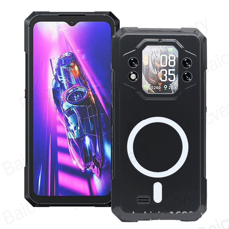 ปลอกสําหรับ Cubot KingKong X Black Transparent Shell TPU ฝาครอบป้องกันด้านหลังพร้อมสติกเกอร์แม่เหล็ก