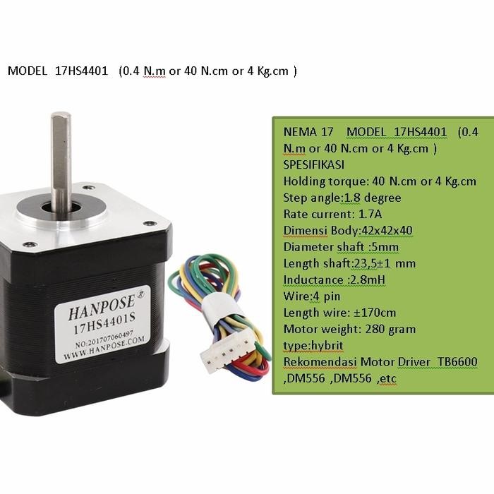 Stepper Motor 17Hs4401 NEMA 17 มอเตอร์ 42BYGH 1.7A 17Hs4401