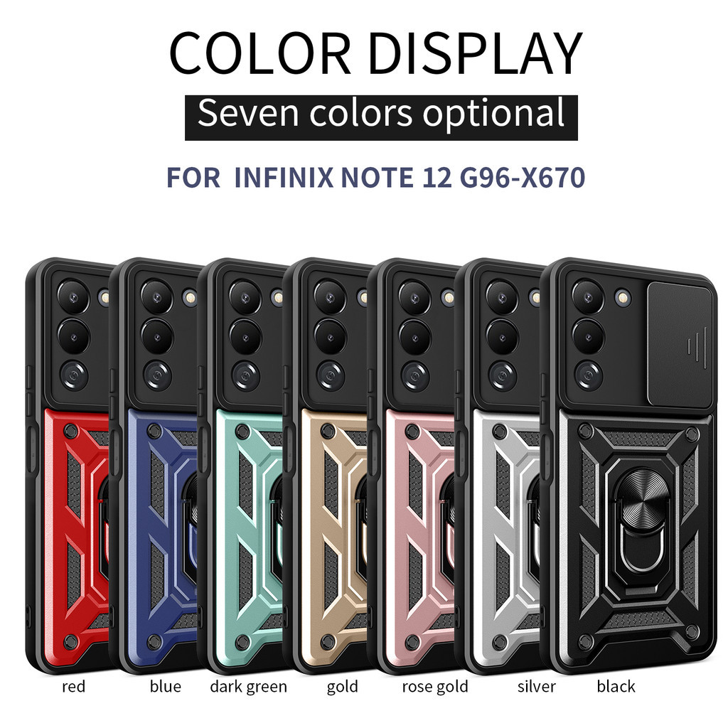 เคส Infinix note 12 g96 X670 note12g96 เคสโทรศัพท์กันกระแทกแหวนป้องกันวงเล็บด้านหลัง Push เลนส์วงเล็