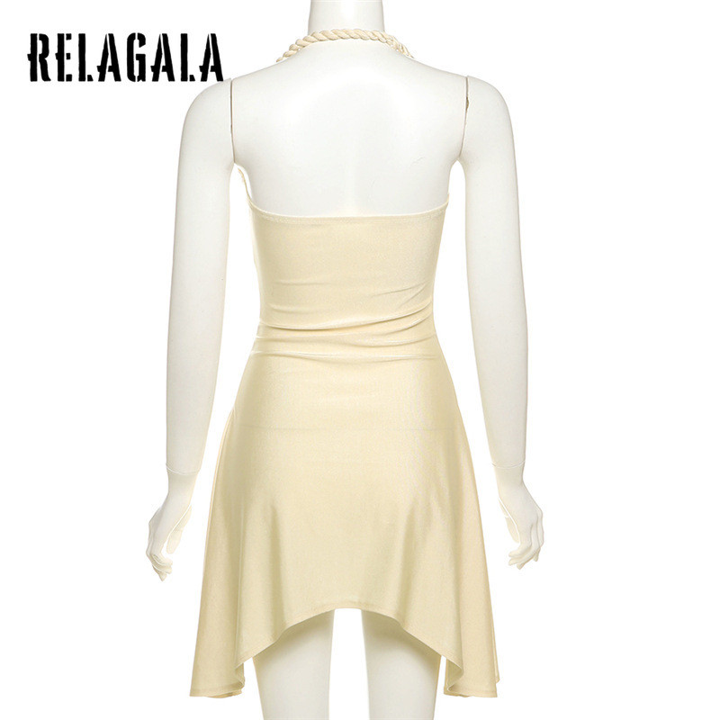 RELAGALA ชุดสตรี แฟชั่นใหม่ สีทึบ เซ็กซี่ พร้อมเชือกแขวนคอ — صورة 7