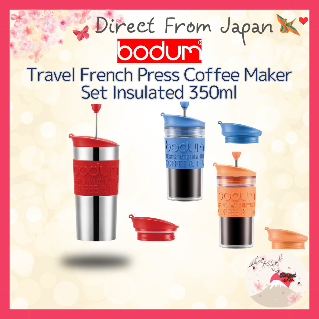 BODUM Travel French Press Coffee Maker Set - Portable Insulated 350ml Coffee Press for Outdoor Use -