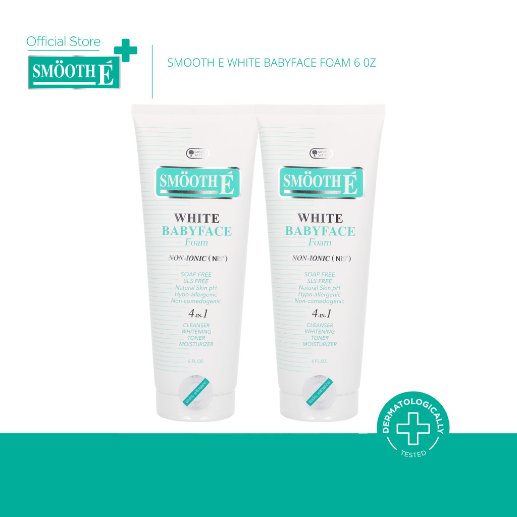 [แพ็ค 2] Smooth E White Babyface Foam 6 Oz. สมูทอี ไวท์ เบบี้เฟส โฟม pH5 Vit C&E ผิวกระจ่างใส สำหรับผิวหมอง