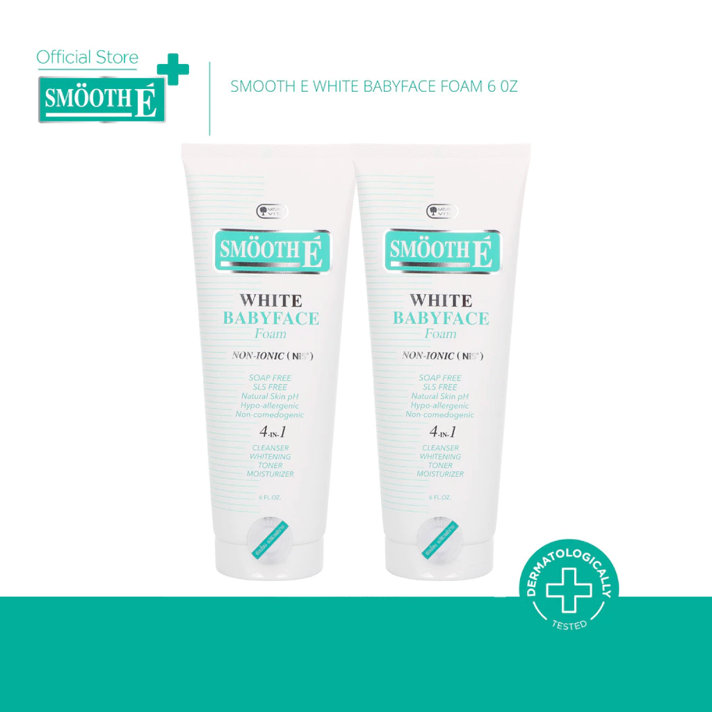 [แพ็ค 2] Smooth E White Babyface Foam 6 Oz. สมูทอี ไวท์ เบบี้เฟส โฟม pH5 Vit C&E ผิวกระจ่างใส สำหรับผิวหมอง