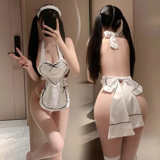 🩷sexy baby🩷ชุดเดรสเข้ารูปเปลือยหลัง ชุดนอน cosplay ชุดเมด เชือกผูก เชือกผูกคอ ราคาถูก ส่งไวจากไทย