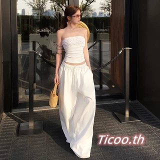 【ส่งจากไทย】เสื้อ Bandeau ฤดูร้อนของผู้หญิง - เสื้อกล้ามเปลือยคอท่อบางสําหรับ Beach & Party