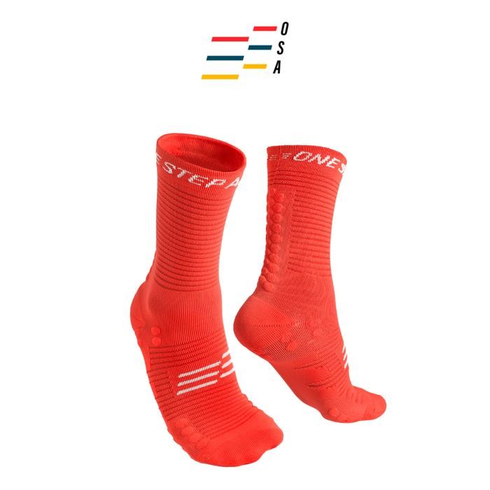 [ ]ใหม่ OSA Red High Compression Running Socks Cushion Sport Bicycle Running Socks - M