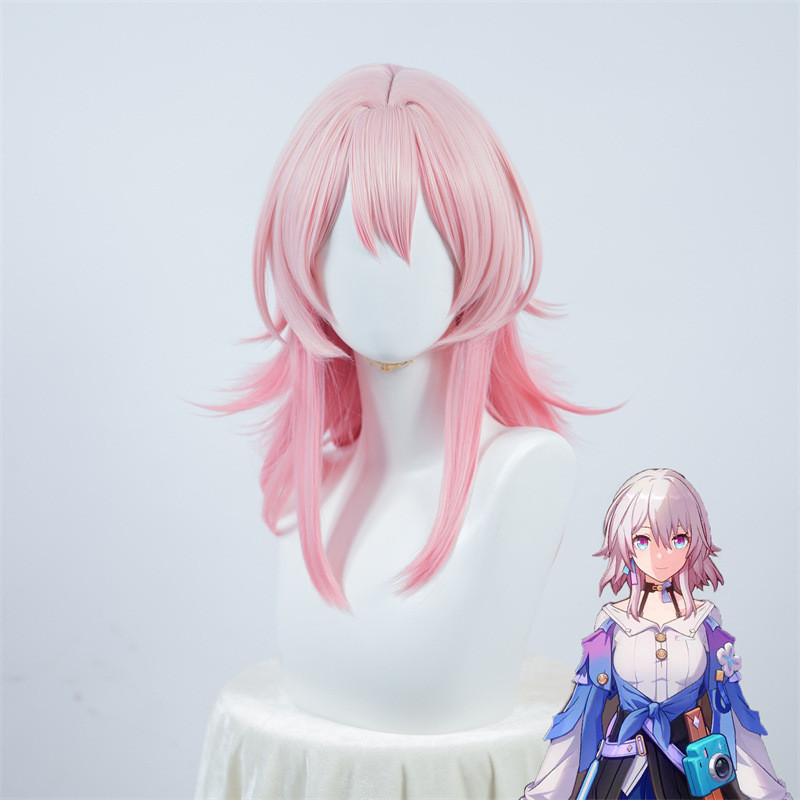 Broken Star Dome Railway March 7 Cos Wig Light Pink Gradient Anti-Warping Shape Hz0x
