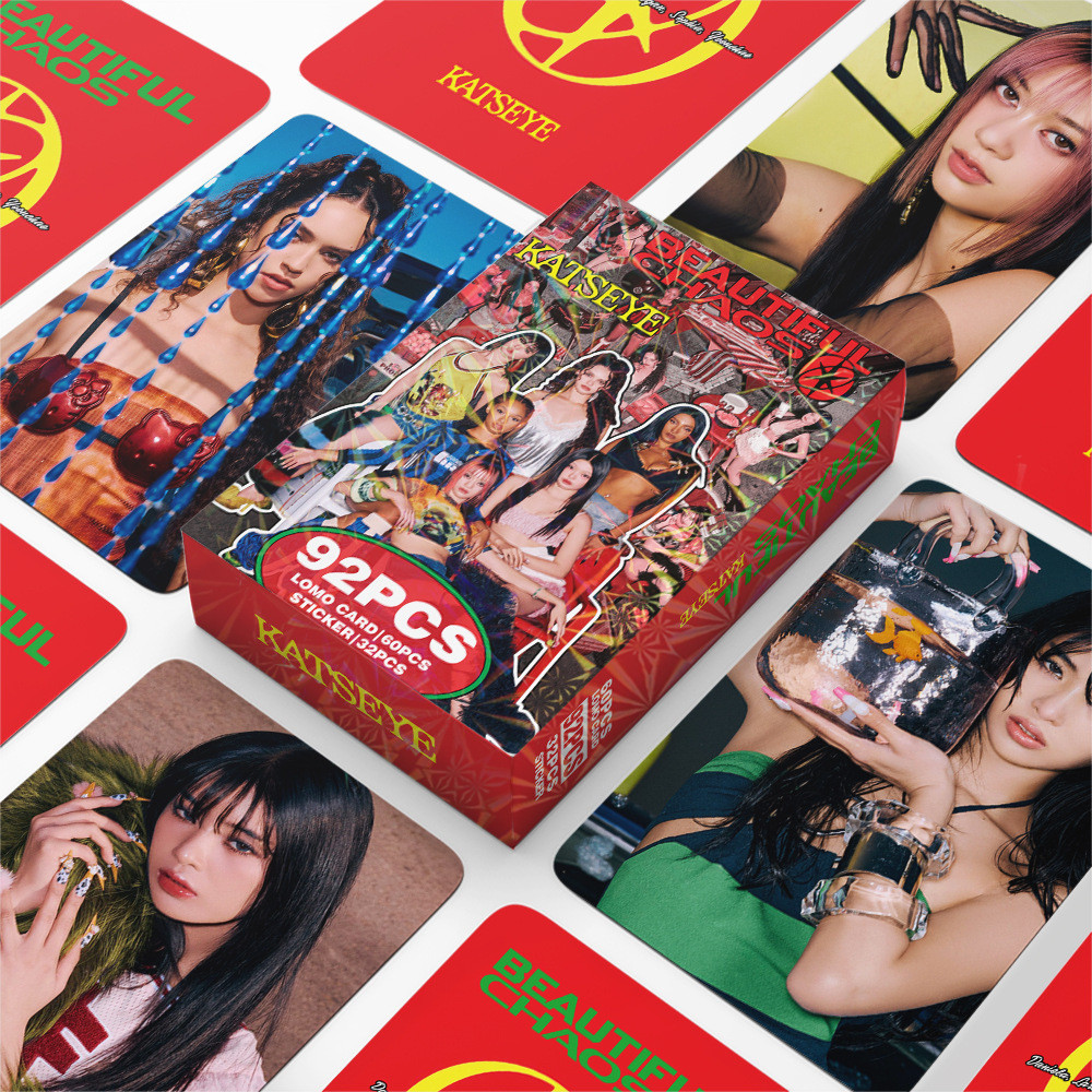 KATSEYE BEAUTIFUL CHAOS Lomo Card Photocard การ์ด 60 ชิ้น + สติ๊กเกอร์ 32 ชิ้น