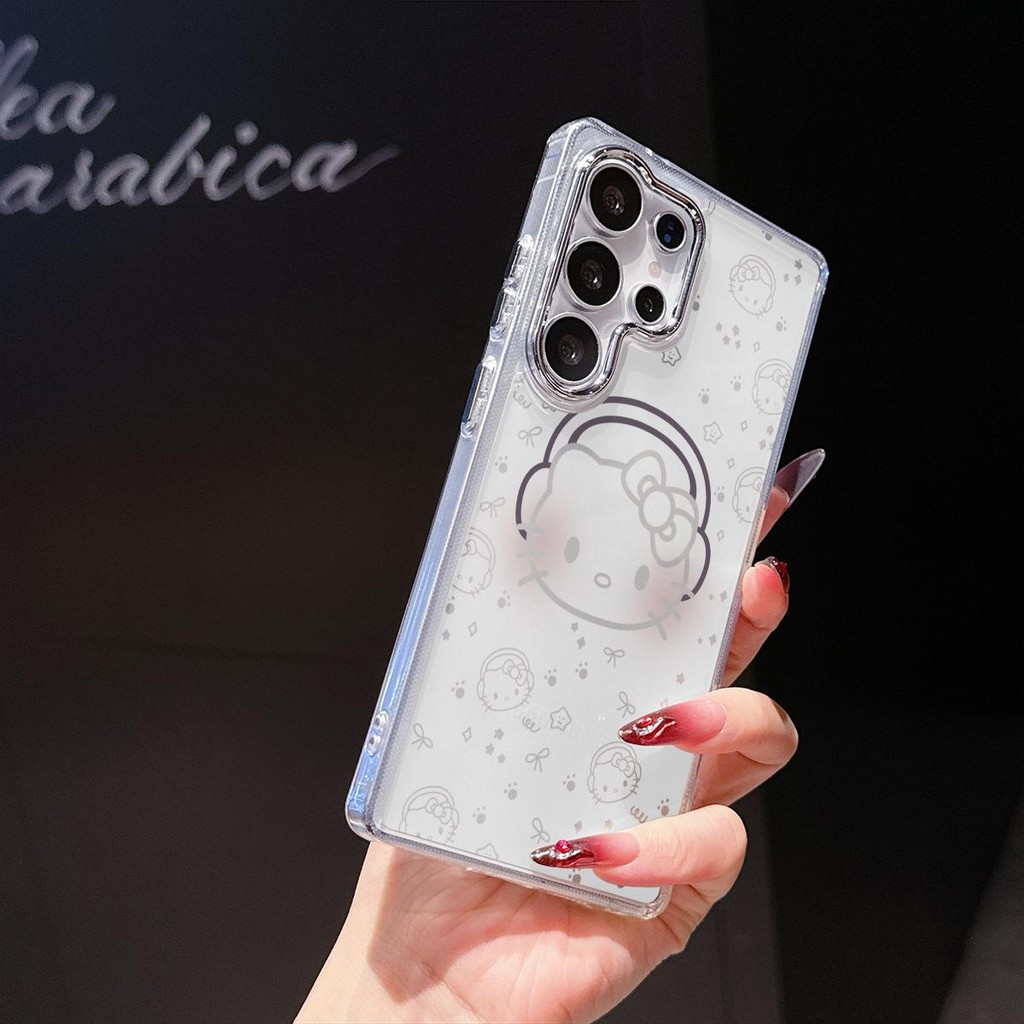 Hello Kitty การ์ตูนเคสโทรศัพท์ทําจากโลหะใสพร้อมการออกแบบกล้องสําหรับ OPPO A9 A79 F9 A98 A3PRO A74 A7