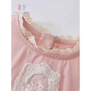 Hania kids - เดรสลูกไม้ชมพู สไตล์เกาหลี น้องใส่แล้วหวานมาก K5125668