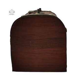 {maybest} 1 ชุด Vintage Treasure กล่องเก็บไม้หีบสมบัติพร้อมล็อค Piggy Bank Organizer กล่องประหยัดสําหรับตกแต่งบ้าน {TH}