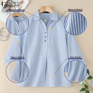 ZANZEA เสื้อเบลาส์แขนยาว 3/4 สำหรับผู้หญิง ในสไตล์เกาหลี