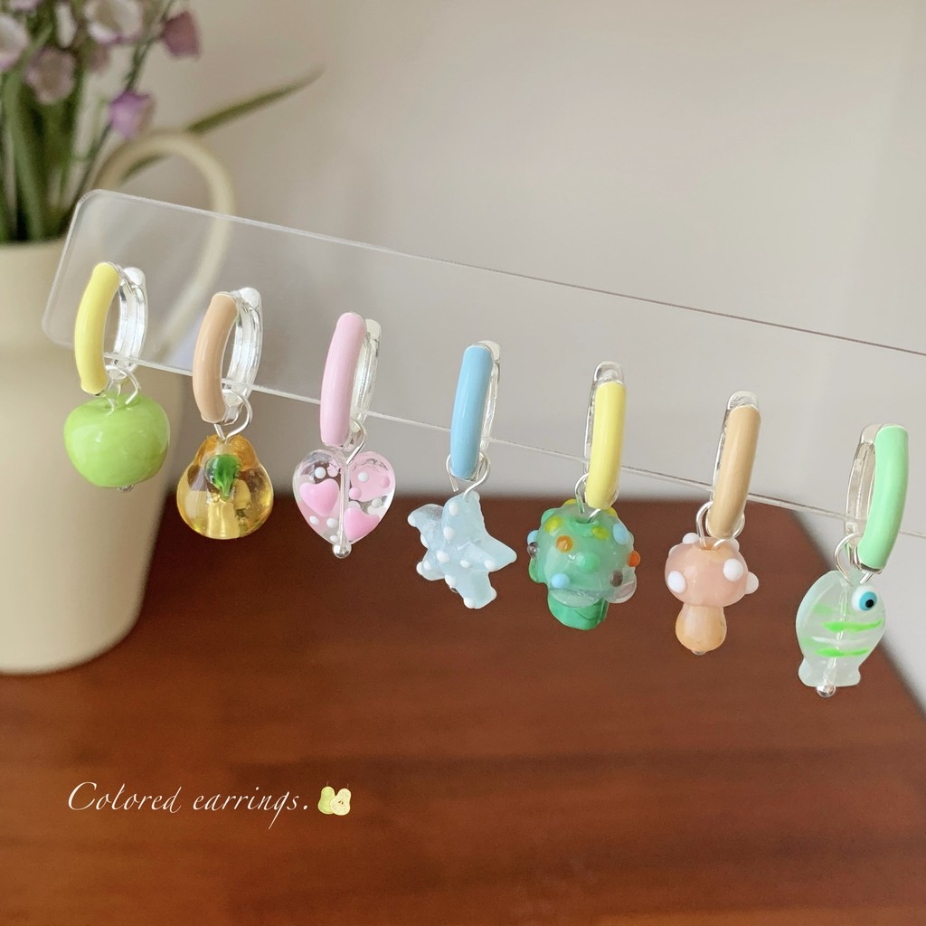 ต่างหูลายจุดสไตล์ใหม่ สีหยดน้ํามันและจี้เข็มเงิน สำหรับผู้หญิง