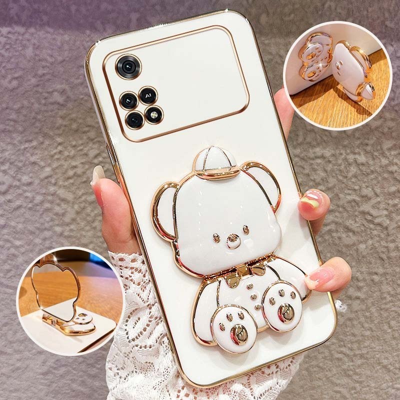 ปลอกกันกระแทกเคสโทรศัพท์สําหรับ Xiaomi Poco M4 Pro 4G X4 Pro 5G M3 C40 น่ารัก 3D Hatted Baby Bear St