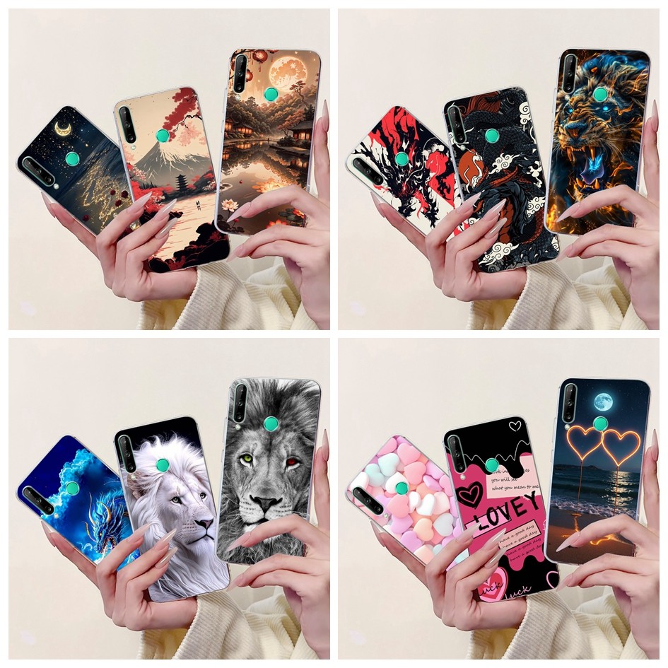 ปลอกอ่อนสําหรับ Huawei Y7p ฝาครอบ ART-L28 ART-L29 กรณี Cool การ์ตูน Dragon Lion Cat ซิลิโคนกันชนสําห