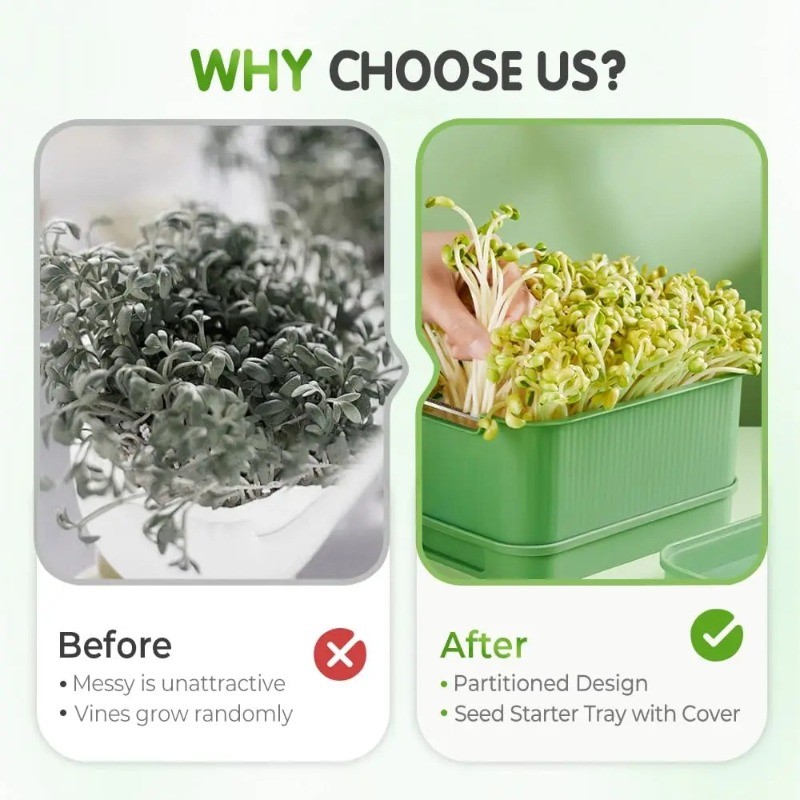 1/2ชุด ถาดเพาะกล้าเมล็ดพลาสติก / ภาชนะบรรจุหีบห่อดอกไม้ / แผ่นถั่วงอกไฮโดรโปนิกส์ - รูปที่ 5