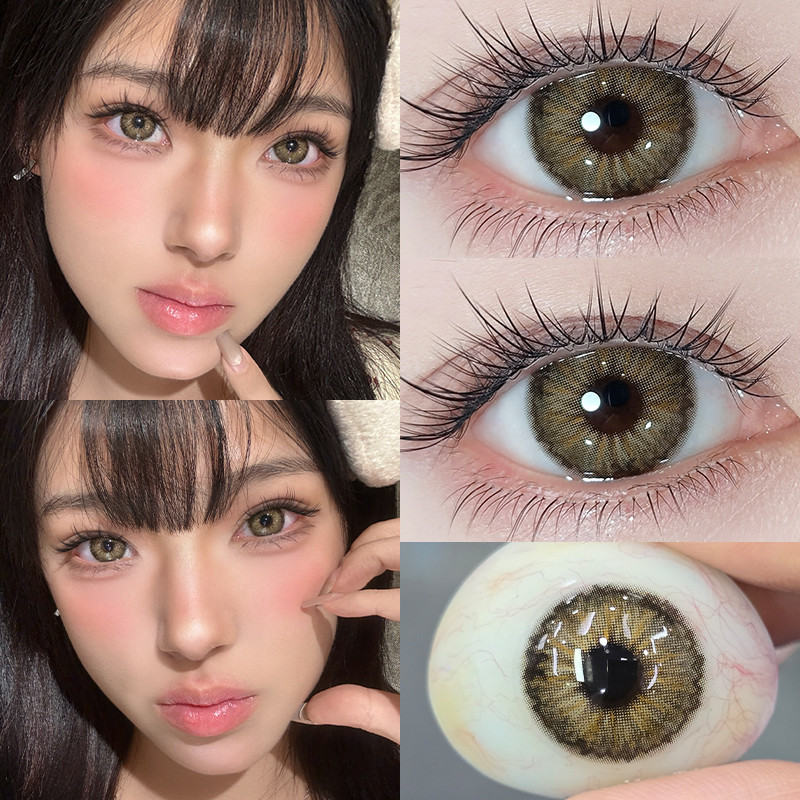คอนแทคเลนส์ KSSEYE 2pcs\pair Sweet Secret Series สายตาสั้น (0~-8.00) Softlens Brown 14.5MM Doll Eye 