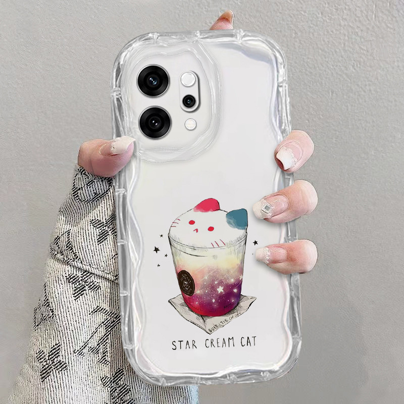 เคส OPPO Reno 14 PRO 14F 5G RENO14F RENO14 ความงามโปร่งใสกันกระแทกป้องกันกล้องดอกไม้ Soft Wave Edge TPU เคสโทรศัพท์