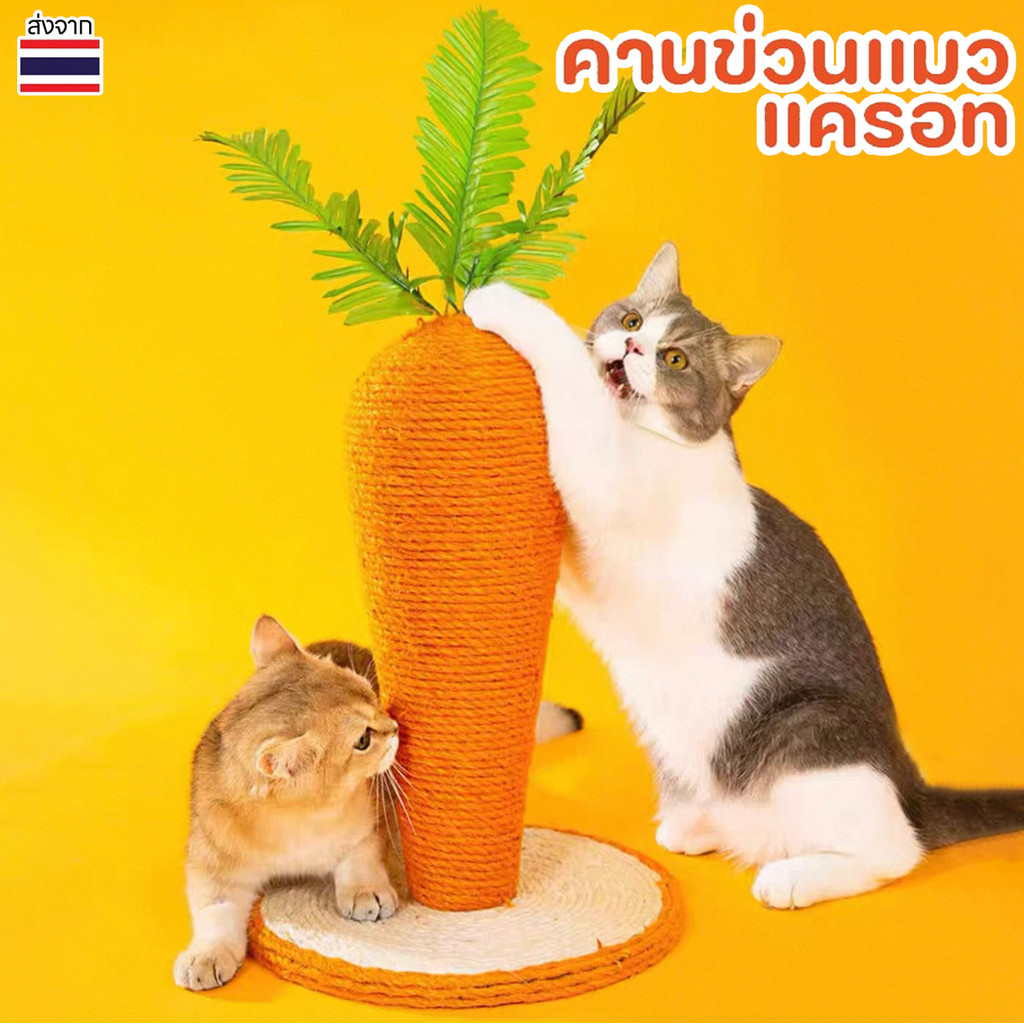 ที่ลับเล็บแมว🥕แครอทใหญ่ เสาแครอท สำหรับแมว ลายน่ารัก แครอทลับเล็บแมว เสาลับเล็บแมว ของเล่นแมว แครอทแมว รางบอลแว