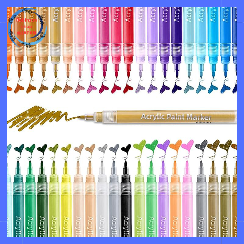 Ohuhu Marker 40 Colors, Acrylic Pens with Fine Tips, Water-Based Color Pens, Highlighters.