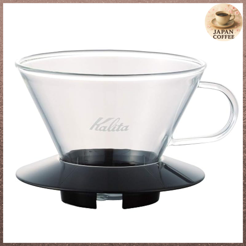 Kalita Coffee Dripper Wave Series for 2-4 people, Glass Dripper made of Heat-Resistant Glass, Black 