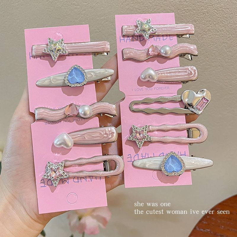 เครื่องประดับผมคลิปปากเป็ด สีชมพูแฟชั่น