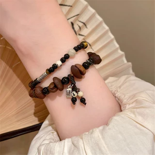 สร้อยข้อมือจากเมล็ดกาแฟสำหรับเพศหญิงและกำไลสำหรับทุกเพศ แบบย้อนยุค