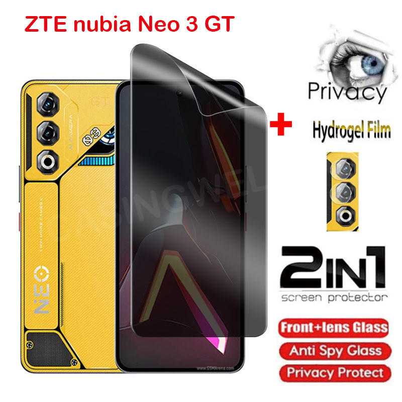 1-3 PCS ความเป็นส่วนตัวป้องกันฟิล์มสําหรับ ZTE Nubia Neo 5 3 GT Pro NubiaNeo5 Neo3 5G ไม่ลายนิ้วมือปลดล็อคป้องกันหน้าจอ Hydrogel ด้านหน้า Anti Peeping ฟิล์มคลุมทั้งหมด