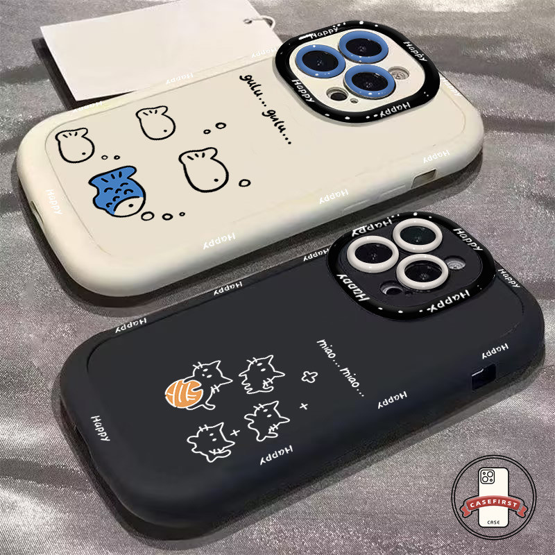 การ์ตูนแมวตัวเล็กปลาทะเลหรูหราพัฟนุ่ม เคส Infinix Smart 8 5 7 Pro Hot 40i 30 POP 7 8 Tecno Spark 20 10 GO 2024 20C 10C