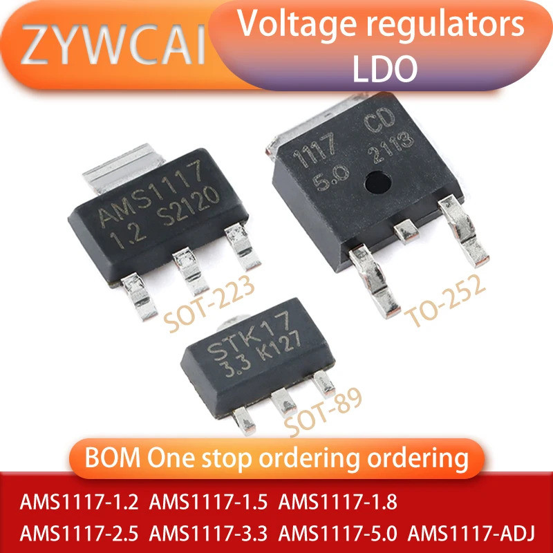 AMS117-1.2 AMS1117-1.5 AMS1117-1.8 AMS117-2.5 AMS117-3.3 AMS1117-5.0 AMS117 ADJ TO25289 SOT223 10 LD