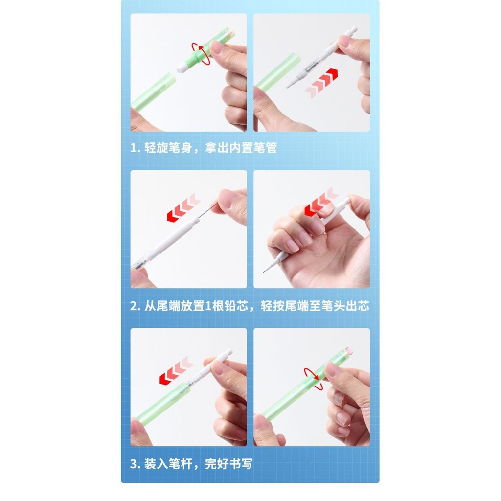 KACO Original Aspiration Press Type 0.5 มม. ชุดดินสออัตโนมัติสําหรับนักเรียนเพื่อฝึกการเขียนและการบ้านด้วยแกนตะกั่ว HB - รูปที่ 6