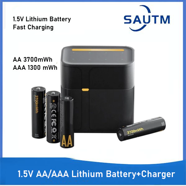 แบตเตอรี่ลิเธียม 1.5V AA และ AAA พร้อมชุดช่องชาร์จ