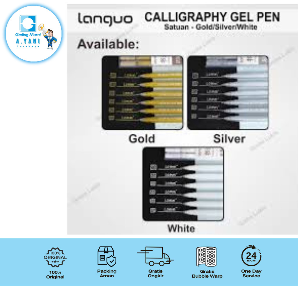 LANGUO CALIGRAPHY GEL PEN CALLIGRAPHY PEN P600-10 SILVER // P600-12 GOLD // P600-8 ชิ้นสีขาว