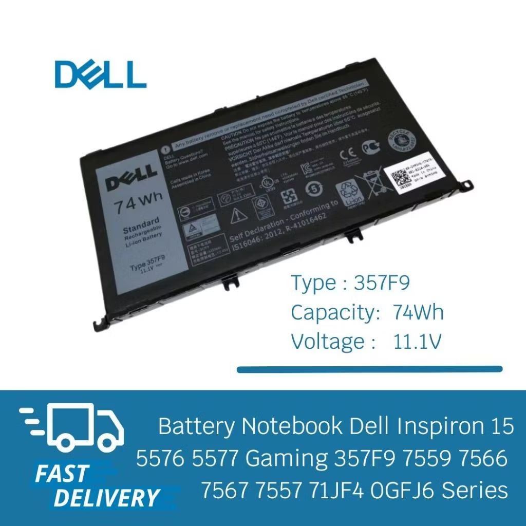 (ประกัน 1 ปี) แบตเตอรี่ Battery Dell Inspiron 15 5576 5577 Gaming 357F9 7559 7566 7567 7557 71JF4 0G