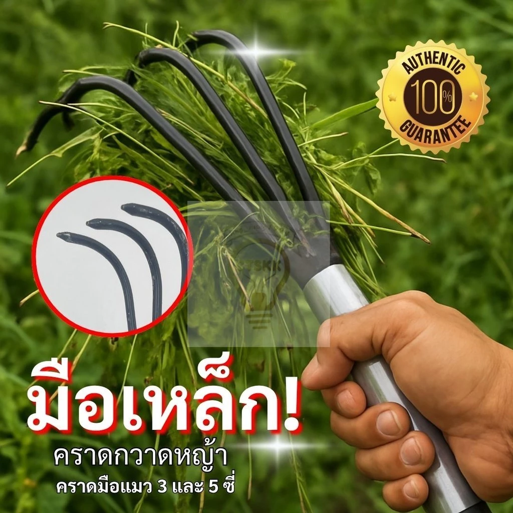 คราดขุดดิน 3,5 ซี คราดมือแมวเอนกประสงค์ พรวนดิน เกาะหญ้า เกาะเห็ด คราดเดียวจบ ครบทุกงานสวน!
