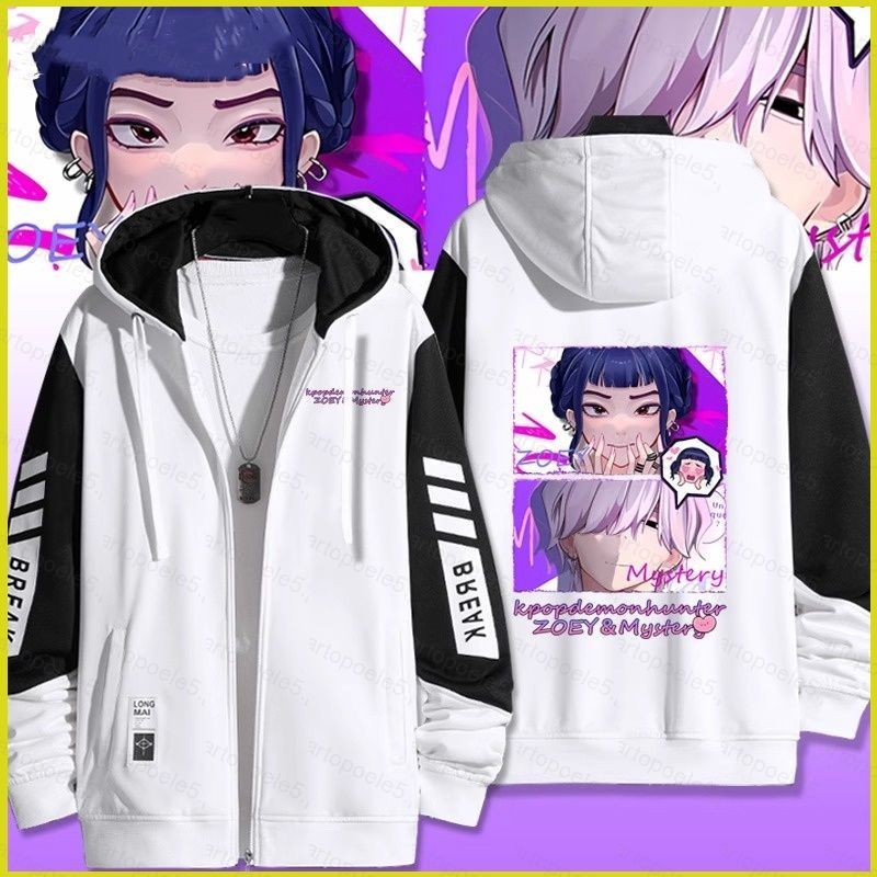 ST5 K-Pop Demon Hunters HUNTR/X Zoey Saja Boys Mystery nime ซิป Hoodie coat jacket Unisex Top TS5