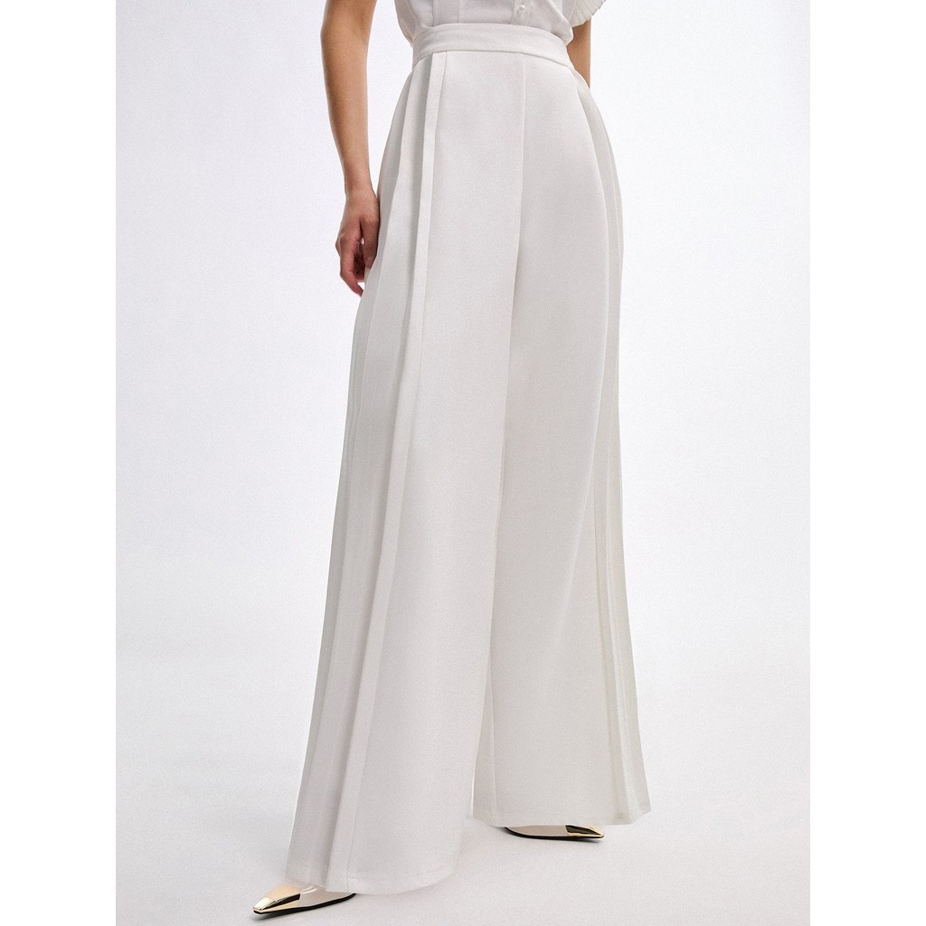 [Pomelo] กางเกงขายาวแต่งพลีท / Pleated Wide Leg Trousers