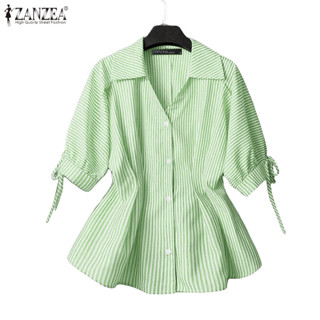 เสื้อเชิ้ตสตรี สไตล์เกาหลี แขนสามส่วน สไตล์ A-line สำหรับแฟช…